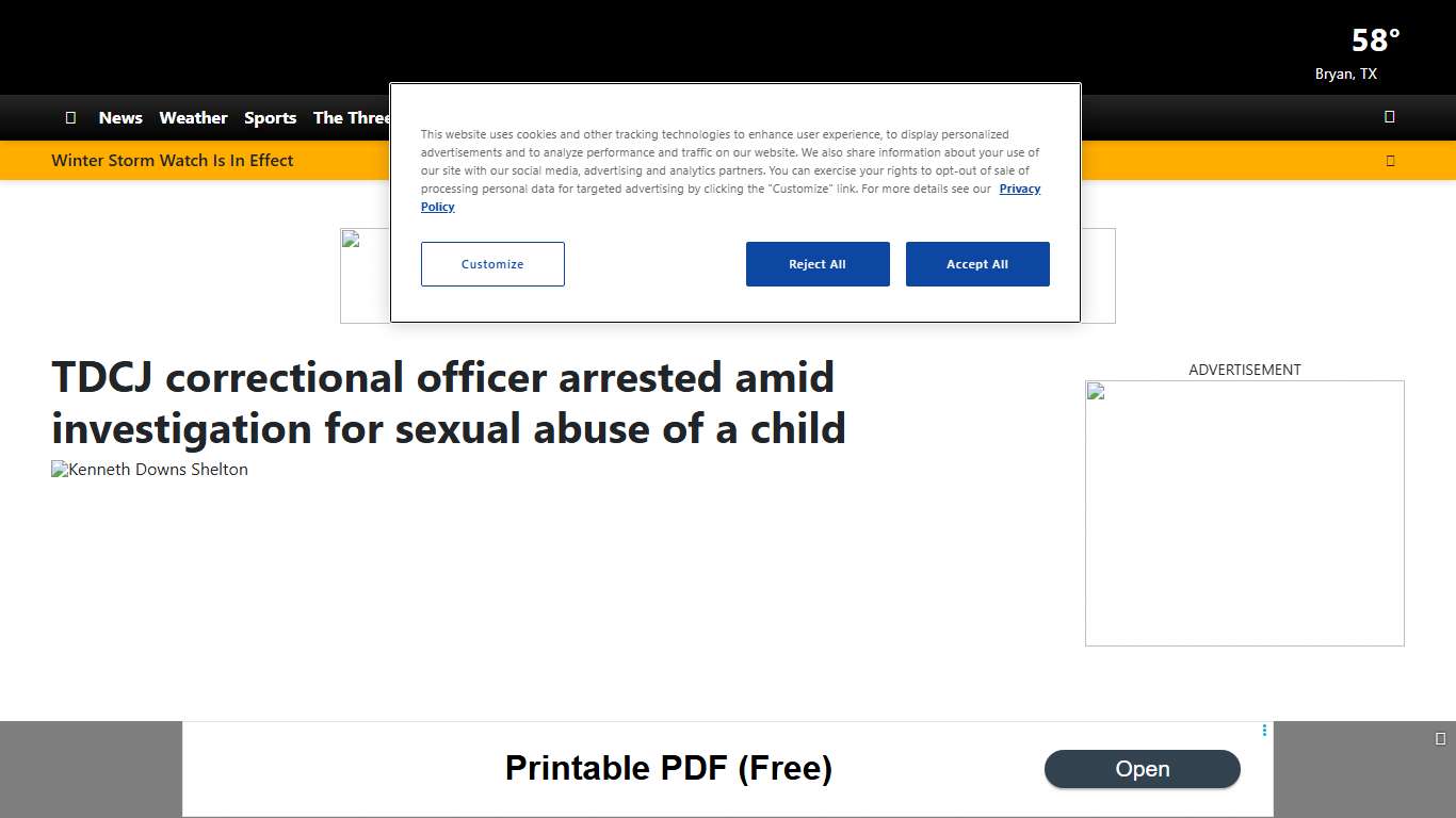 TDCJ correctional officer arrested amid investigation for sexual abuse of a child